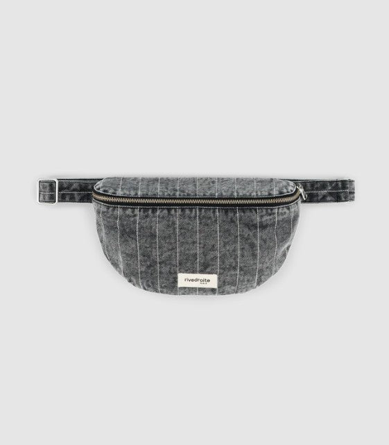 Custine - Le sac Banane - Striped black denim - denim twist