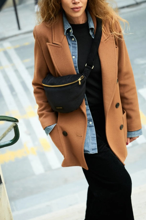 Custine - Le sac Banane - Velours côtelé Noir - Capsule Noël 2025