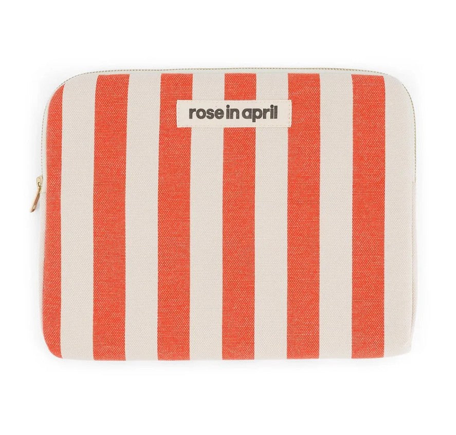 Pochette iPad Anouk - Rayures - tomato/ greige