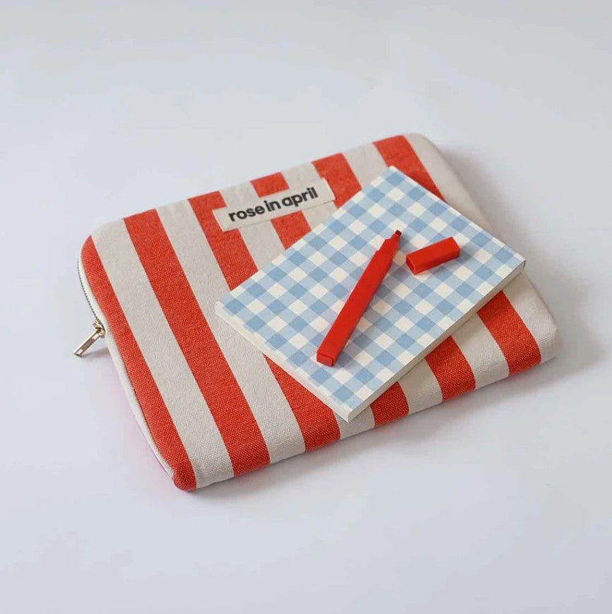 Pochette iPad Anouk - Rayures - tomato/ greige