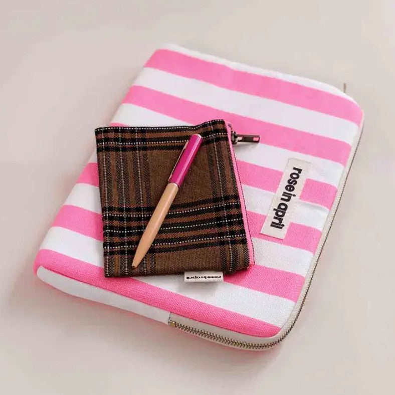 Pochette iPad Anouk - Rayures - Néon pink