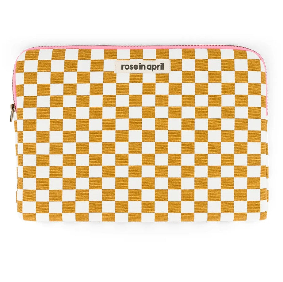 Pochette d'ordinateur Maya 15"/16" - Damier - Caramel