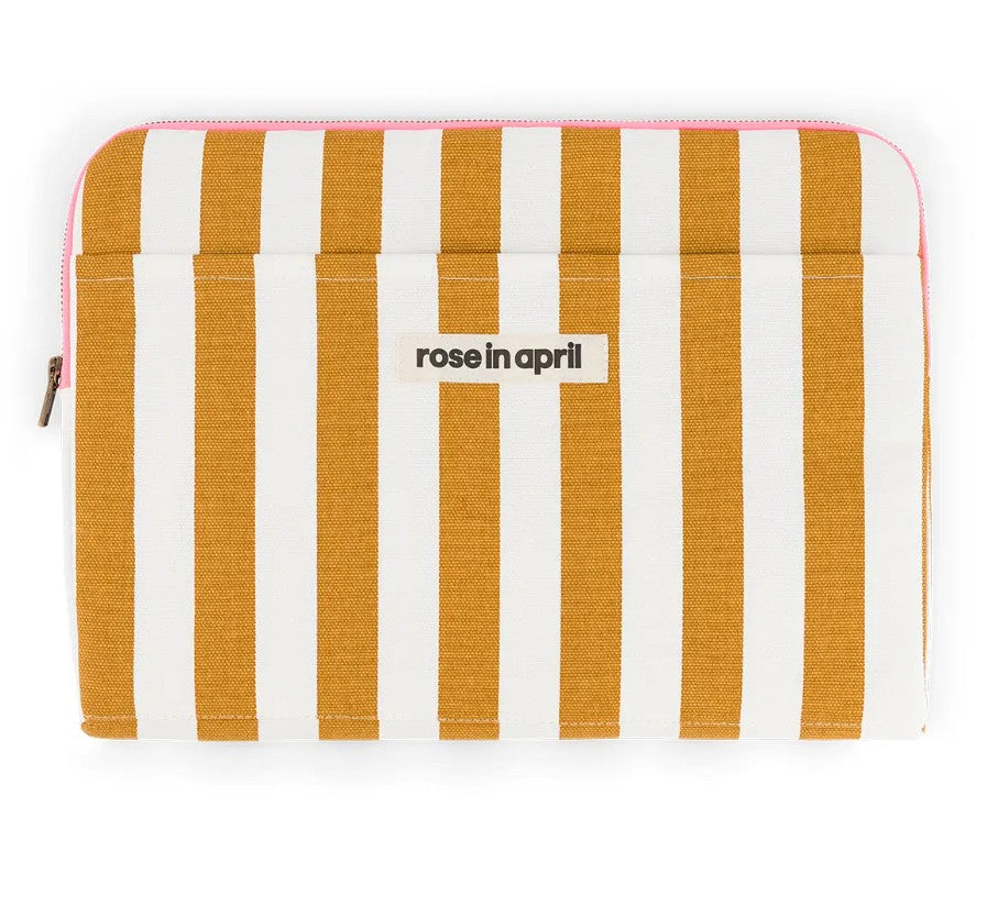 Pochette d'ordinateur Octave 13"/14" - Rayures - Caramel / ecru