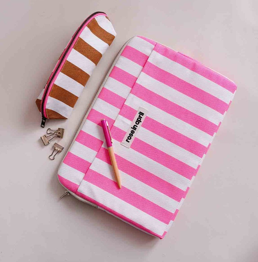 Pochette d'ordinateur Octave 13"/14" - Rayures - Neon Pink