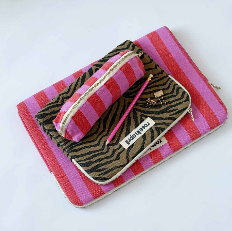 Pochette d'ordinateur Maya 15"/16" - Rayure - Orchidée/Tomato