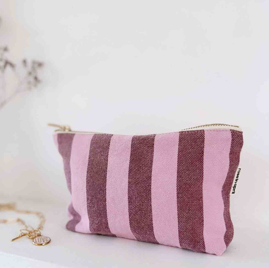 Pochette Sofia - Rayures - Burgundy / bubble pink