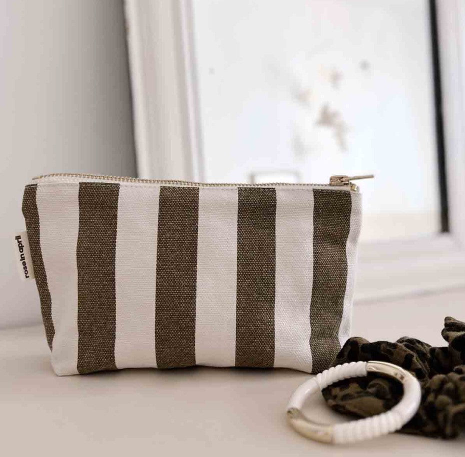 Pochette Sofia - Rayures - Olive / greige