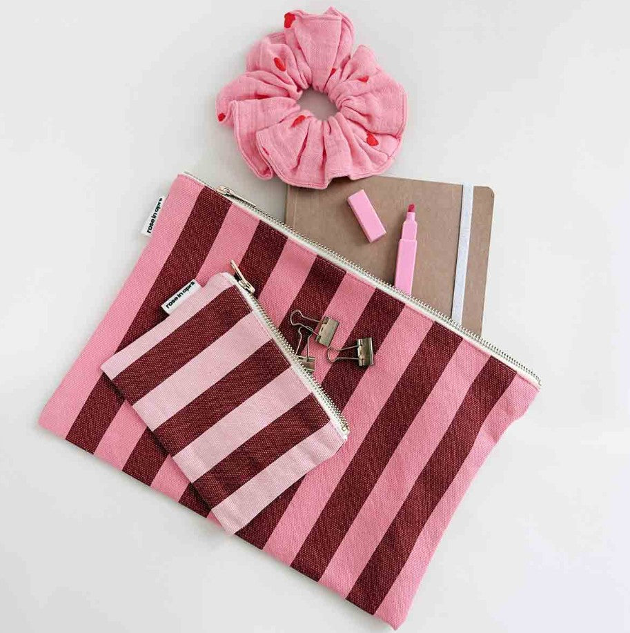 Porte-monnaie Marie rayures - Brick/chamallow