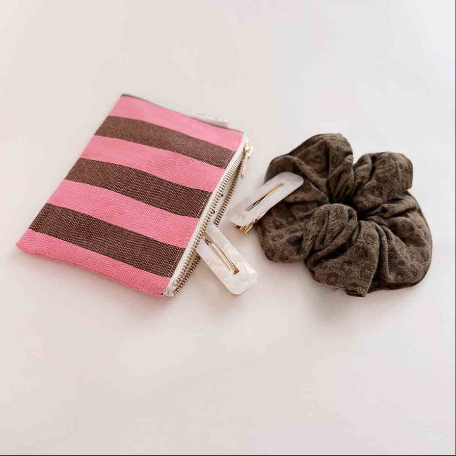 Porte-monnaie Marie rayures - Funky pink/olive