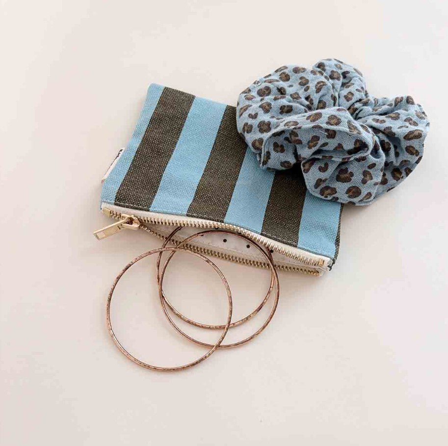 Porte-monnaie Marie rayures - Olive / blue