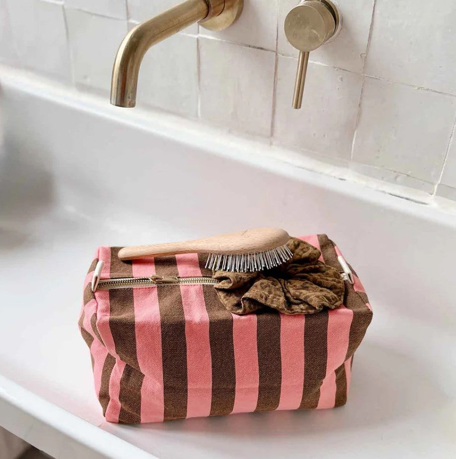 Trousse de toilette Vic - Rayures - Funky pink/olive
