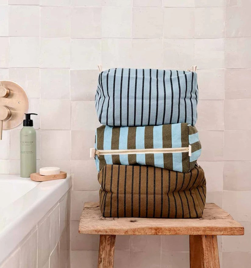 Trousse de toilette Vic - Rayures - Tennis olive