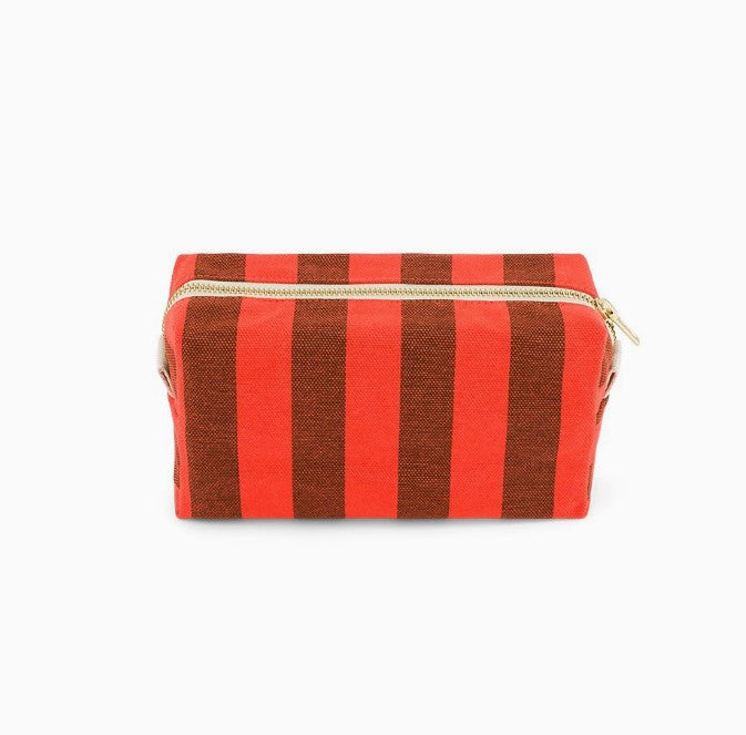 Trousse maquillage Desi - Rayures - brown/tomato