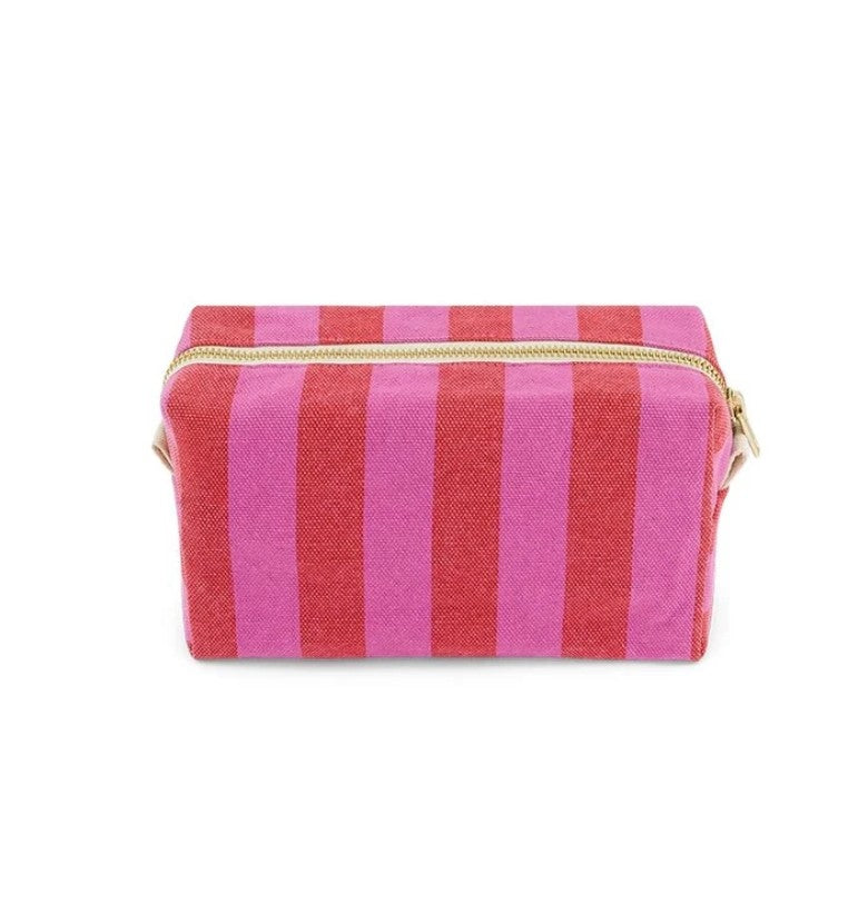 Trousse maquillage Desi - Rayures - orchidée/tomato