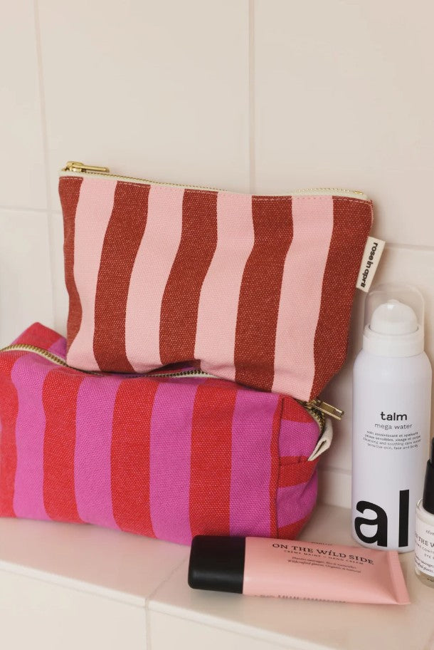 Trousse maquillage Desi - Rayures - orchidée/tomato