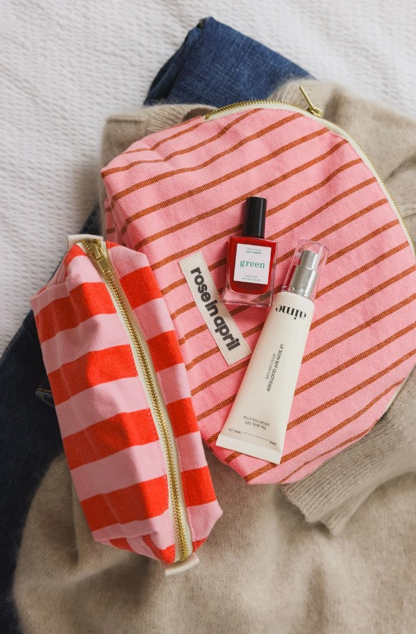 Trousse maquillage Desi - Rayures - tomato/candy pink