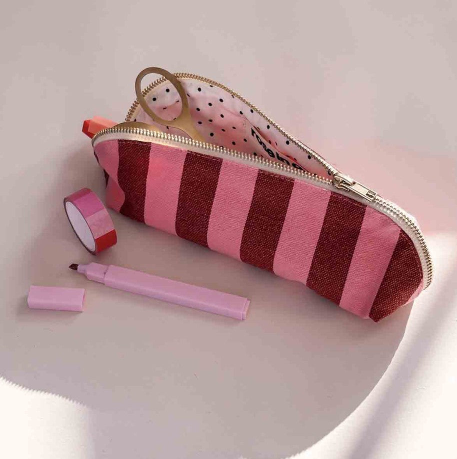 Trousse Gaston - Rayures - brick / pink