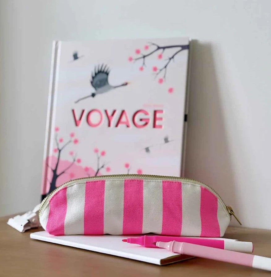 Trousse Gaston - Rayures - Neon pink