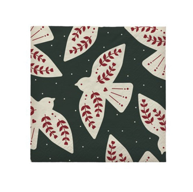 Pack de 20 serviettes en papier - Bird Dark Green