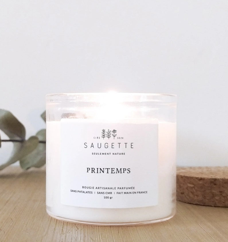 Bougie artisanale à la cire de soja naturelle - Small - Printemps