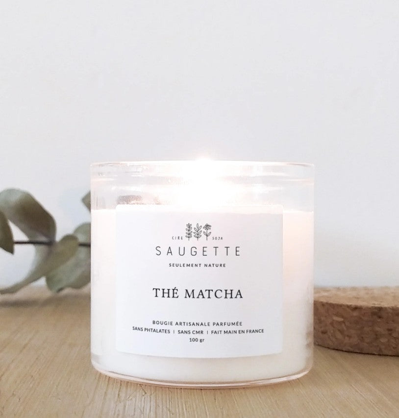 Bougie artisanale à la cire de soja naturelle - Small - Thé Matcha
