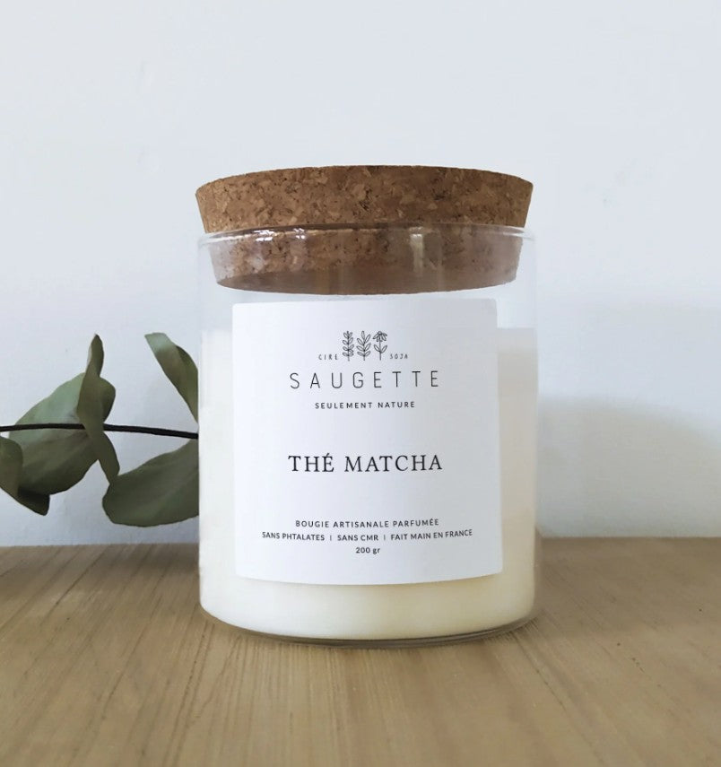 Bougie artisanale à la cire de soja naturelle - Small - Thé Matcha