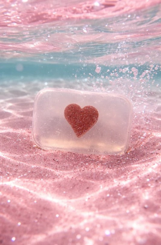 Savon / pince à cheveux  - Coeur pailleté - rose