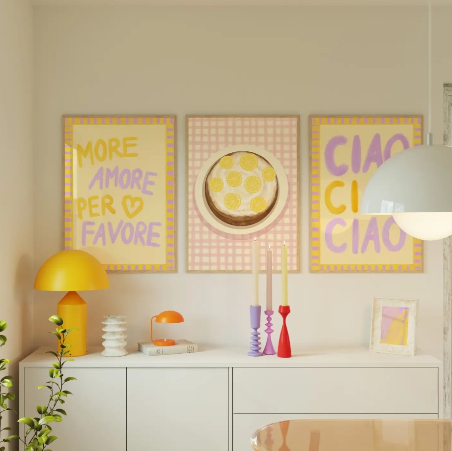 Affiche A4 - Ciao ciao - jaune/mauve