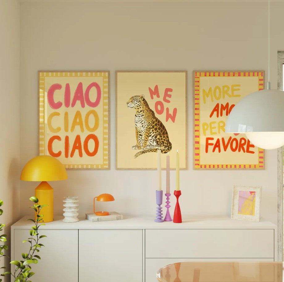 Affiche A3 - Ciao ciao - rose/jaune