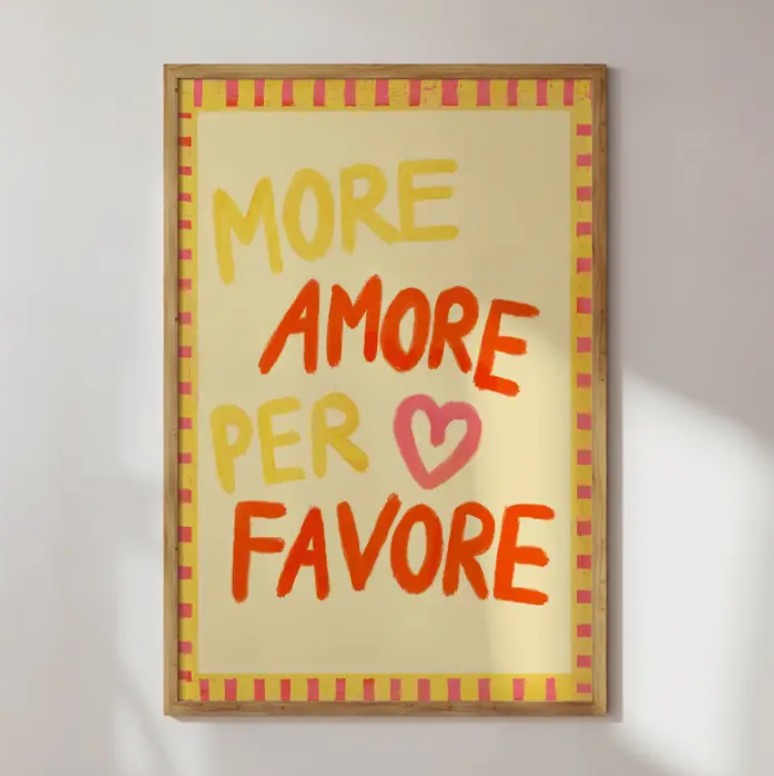 Affiche A4 - More Amore per favore - jaune/orange