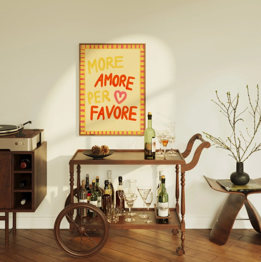 Affiche A4 - More Amore per favore - jaune/orange