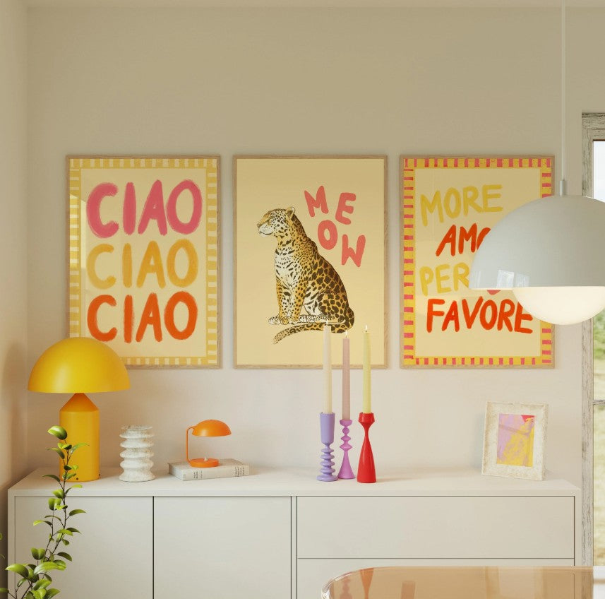Affiche A4 - More Amore per favore - jaune/orange