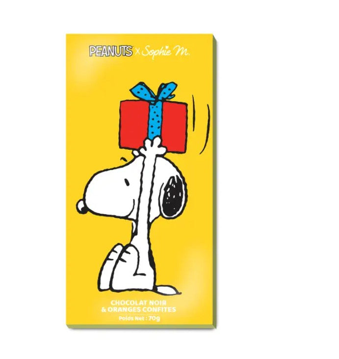 Snoopy Tablette CADEAU chocolat Noir Oranges confites