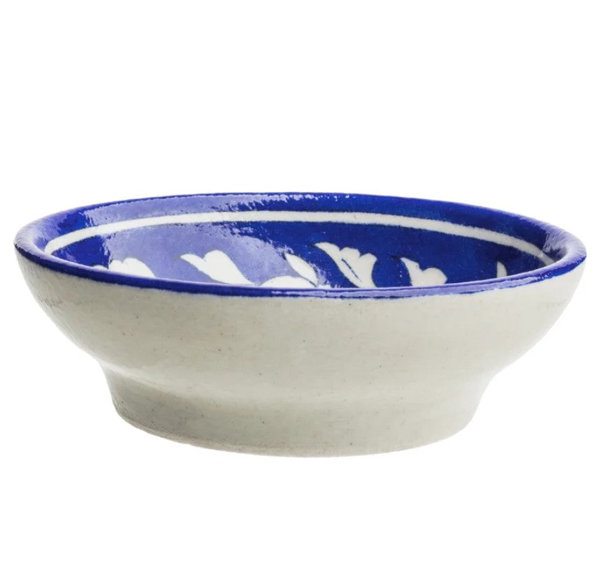Soap Dish - blue pottery - fond bleu - POR877