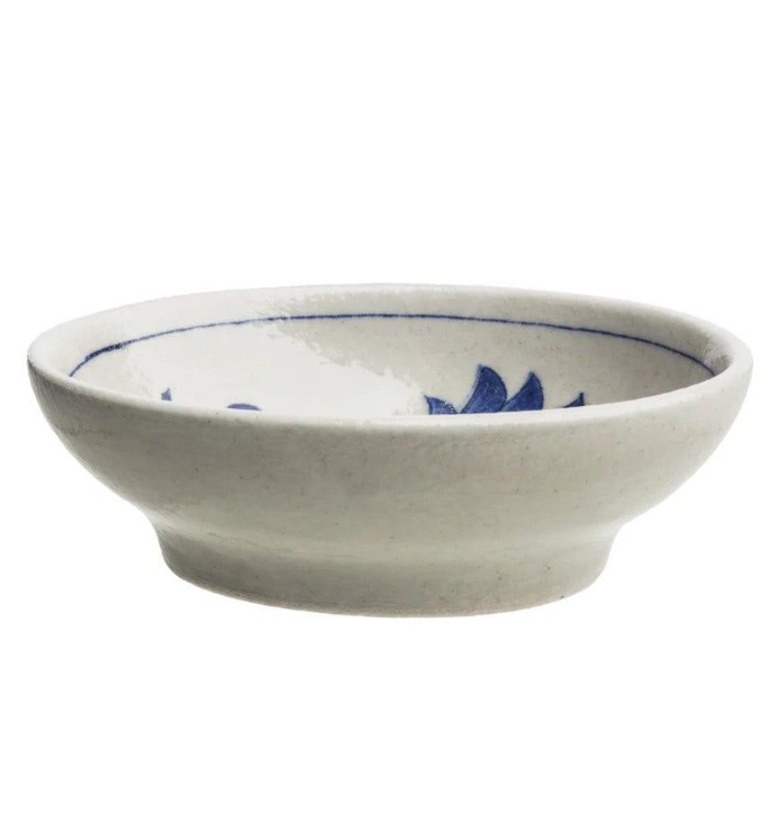 Soap Dish - blue pottery - Grande fleur - POR876