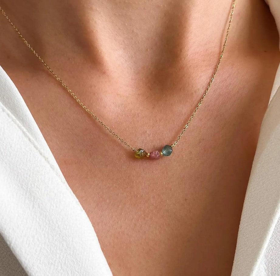 Collier en acier inoxydable - Tourmaline