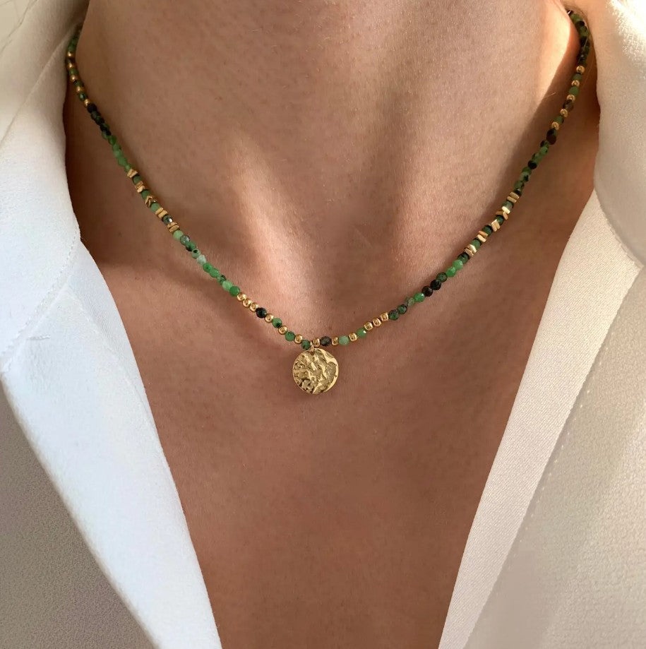 Collier pierres naturelles - Tourmaline verte