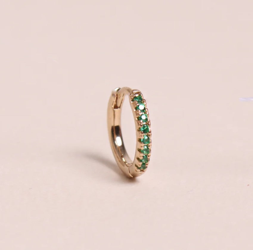 Boucle d'oreille à la pièce - Mini créole - Brillante - Basilic