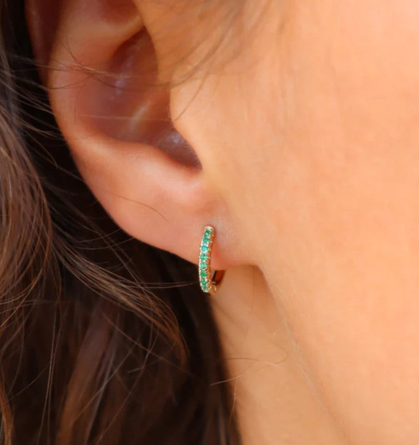 Boucle d'oreille à la pièce - Mini créole - Brillante - Basilic