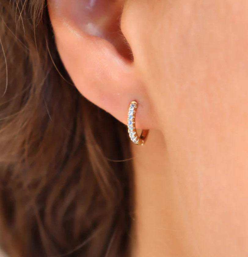 Boucle d'oreille à la pièce - Mini créole - Brillante - Bleu