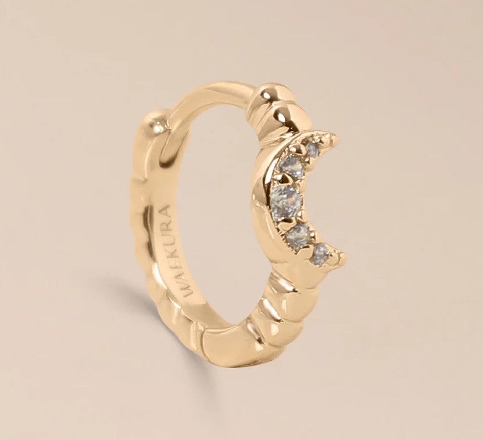 Boucle d'oreille à la pièce - Mini créole - Lune