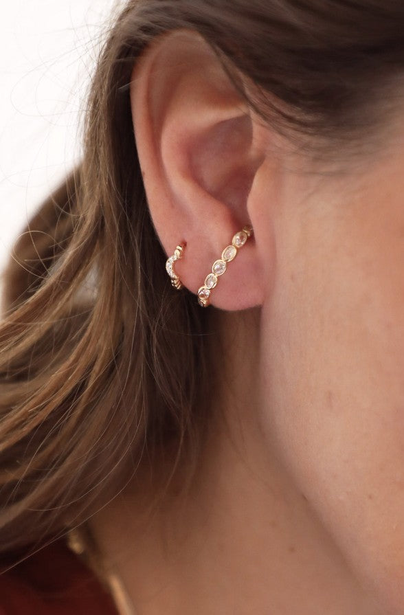 Boucle d'oreille à la pièce - Mini créole - Lune