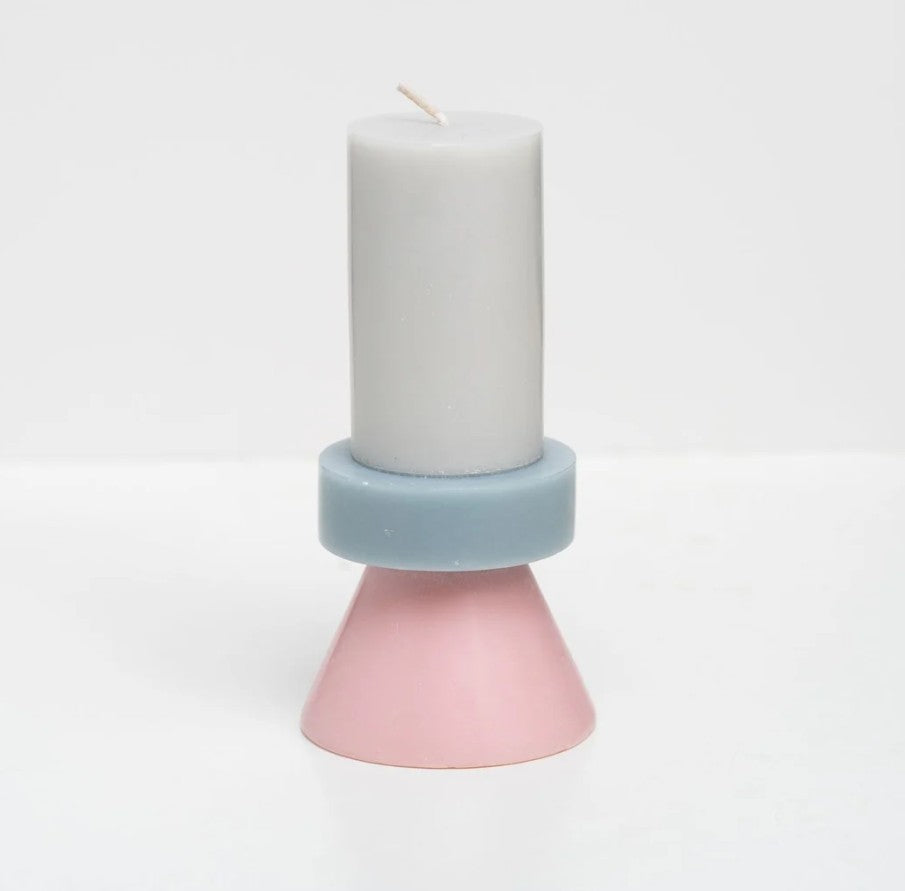 Bougie Stack haute gris/bleu pastel/rose doux