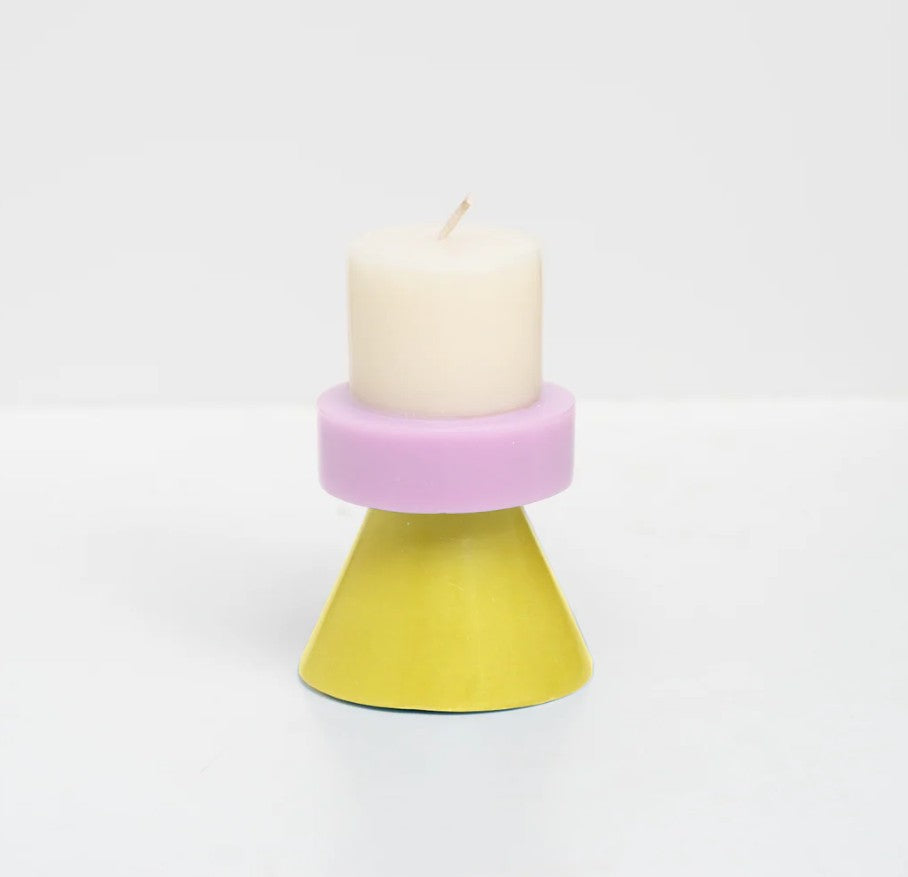 Bougie Stack mini blanc/lilas/jaune