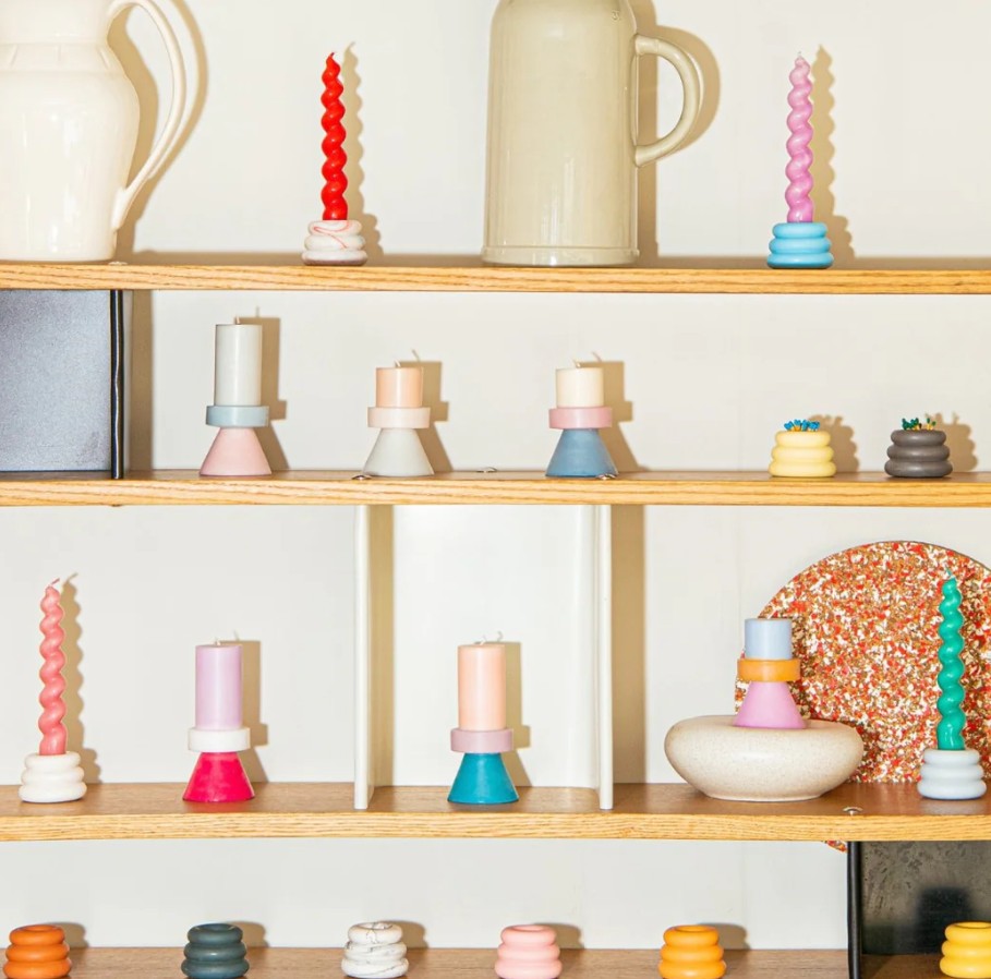 Bougie Stack mini lavande/pêche/rose