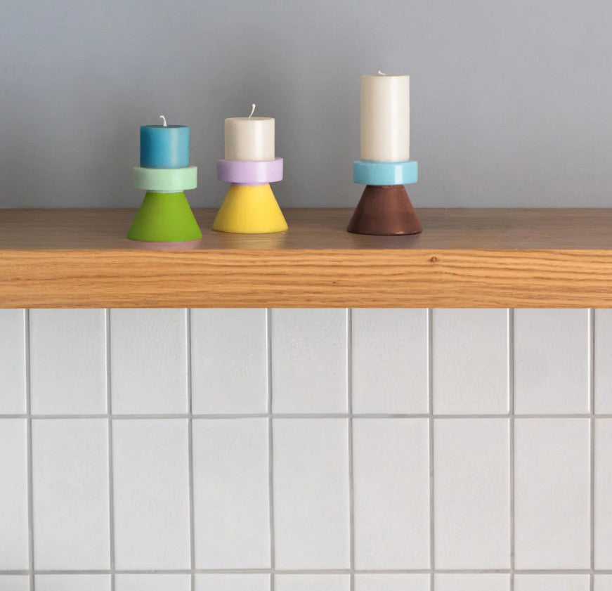 Bougie Stack mini blanc/lilas/jaune