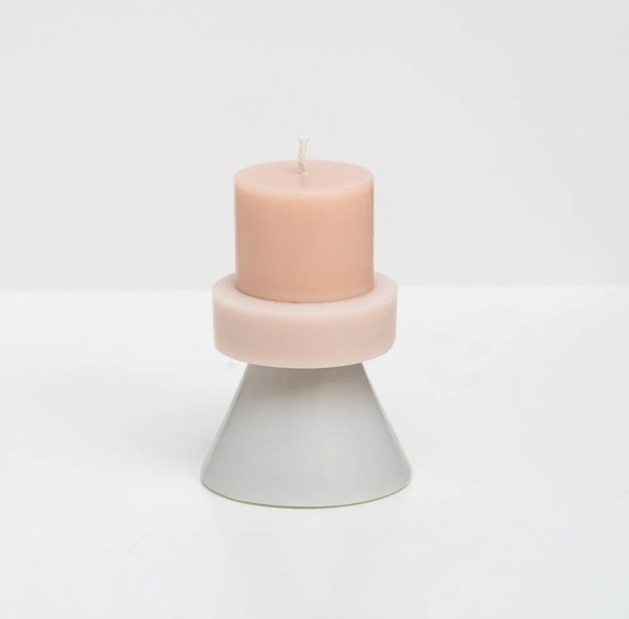 Bougie Stack mini écru/rose/gris