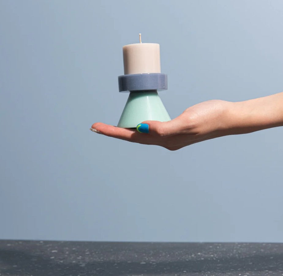 Bougie Stack mini nude/bleu poudré/céleste