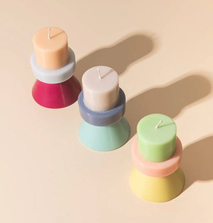 Bougie Stack mini vert/corail/jaune